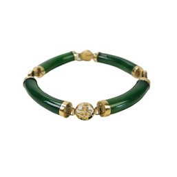 Chinese Nephrite Jade & 14K Gold Link Bracelet - #JB