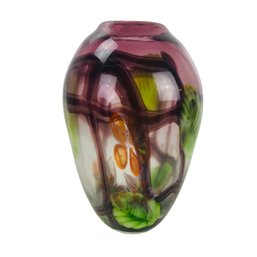 Floral Hand Blown Glass Vase - #S7-2