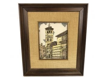 Framed Hand Painted Spanish Ceramic Tile - #S7-3