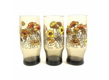 Vintage 1970's Smoke Colored Tumblers - #BS