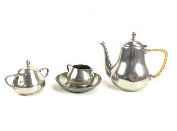 Jeka Tiel Holland Real Dutch Pewter Teapot, Sugar Bowl, Creamer - #S6-2