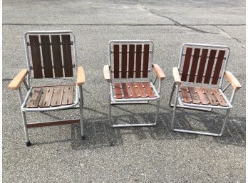 Vintage Aluminum & Wood Outdoor Lawn Chairs - #BS