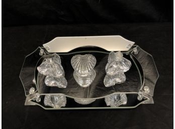 Vintage Mirrored Vanity Tray With Glass Perfume Bottles - #BS