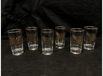 Set Of 6 Vintage Mid Century Modern American Eagle High Ball Glasses - #S11