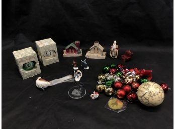 Christmas Decoration Lot: Dept 56, 1977 Barry Patch, Hallmark Santa, University North Texas Ornament - #S6-4