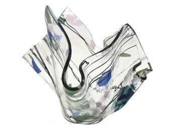 Tony Serviente Studio Art Glass Handkerchief Vase, Hallmarked - #S12