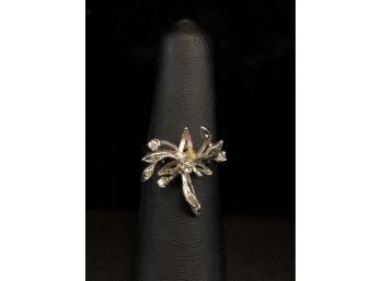 14k White Gold Cocktail Ring With Diamond Chips - #C