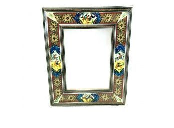 Hand Painted Wood Art Frame Depicting Jousting Scenes - #S13-1