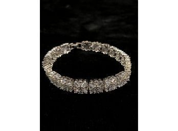 Sterling Silver 7-1/2' Tennis Bracelet With Round And Baguette Cubic Zirconias - #C