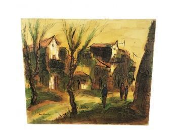 Signed Ben David Oil On Canvas, Israeli Street Scene - #AR1