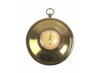 Vintage Brass Eight Day Wall Clock - Looks Like Large Pocketwatch - Made In Germany - #S8-4