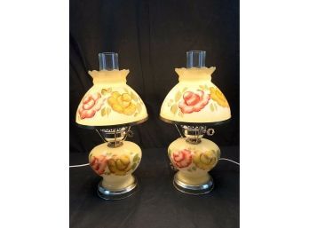 Hand Painted Hurricane Table Lamps Hy-art Lamp Mfg. Co., WORKS - #BS