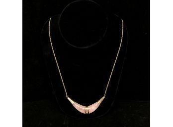 Silver & Pink Quartz Double Horn Necklace