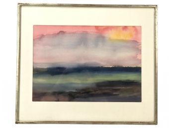 1973 Signed Stan Brodsky Landscape Watercolor Painting, Listed Artist - #LBW