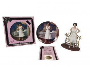 Royal Orleans Cat On A Hot Tin Roof Elizabeth Taylor Figurine & Plate - #S8-2