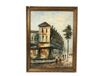 Impressionist Parisian Street Scene Oil On Board Painting - #BW-A6