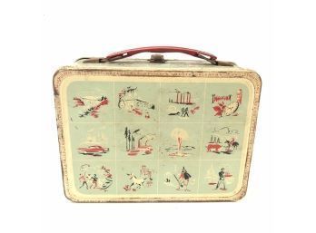 1950s Vintage 48 US States Tin Litho Thermos Brand Products Lunchbox - #S16-3