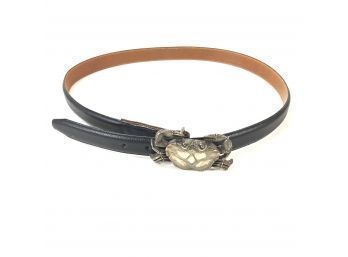 Wathne Genuine Leather Belt With Pewter Crab Belt Buckle - #S1-5