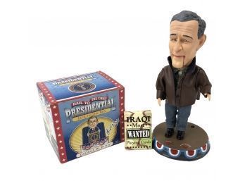 George W. Bush Jack-In-The-Box, Doll & Iraqi Most Wanted Playing Cards - #S16-5