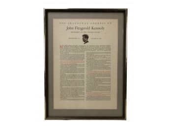 Framed Copy Of The Inaugural Address Of President John Fitzgerald Kennedy - #BW-A4