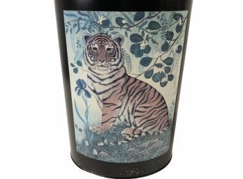 Vintage Lynn Chase Tiger Metal Wastebasket - #S23-5