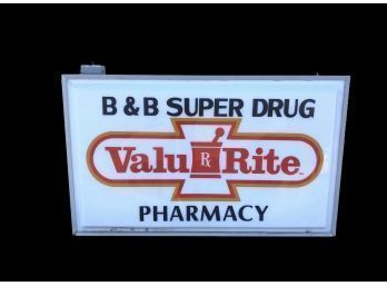 Vintage Value Rite Pharmacy Lighted Sign - #SW