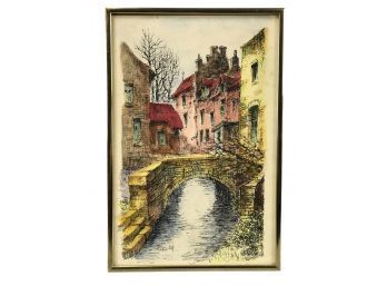 Signed European Village Print - #BW-A2