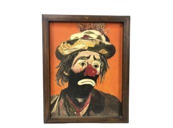 Signed Oil On Board Painting, Clown Frowning - #BW-A3