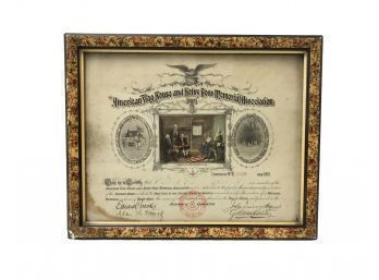 19th Century American Flag House And Betsy Ross Memorial Association Certificate - #BW-A6