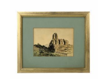 Ancient Ruins Watercolor Painting - #BW-A6