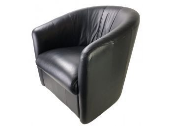 Black Faux Leather Swivel Chair - #FF