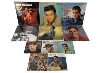 Collection Of Elvis Presley Vinyl Records Plus Neil Diamond GOLD & RFK Tribute Records - #S17-3