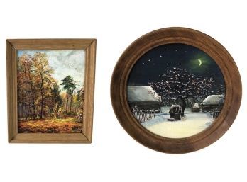 Miniature Landscape Oil Paintings On Board, Signed - #S12-5