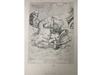1784 Etching 'The Fall Of Phaeton' By James Sayers & Thomas Cornell - #S11-5L