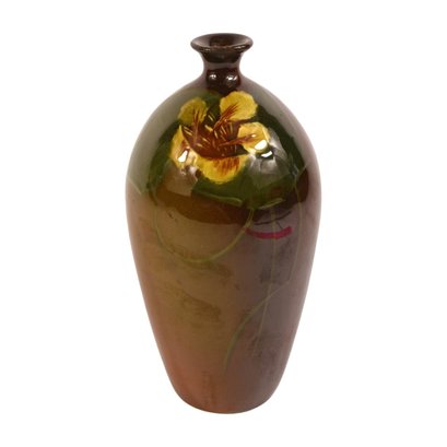 Roseville Rozane Early 1900s Art Glazed Pottery Wild Rose Ceramic Vase