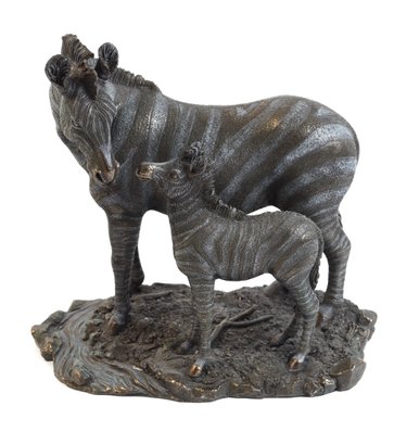 Veronese Design Zebra & Calf Sculpture Metal Figure