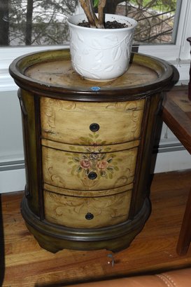 Oval End Table With 3 Draws Cabinet