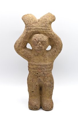 Very Old Sand Stone Figure In Unique Stance