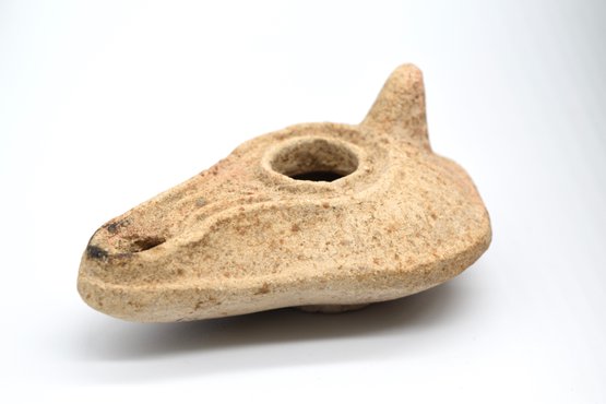 Ancient Oil Lamp Roman Byzantine Period 220-640 A.D. Excavated In The Holy Land
