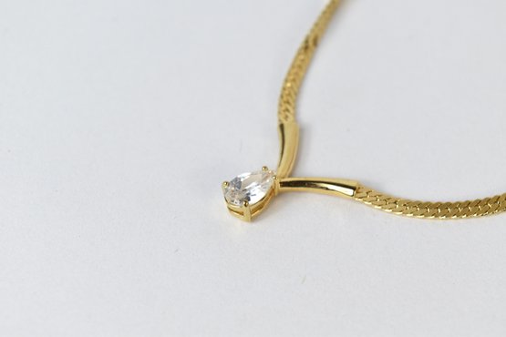 Gold Toned Necklace With Cubic Zirconia 16'