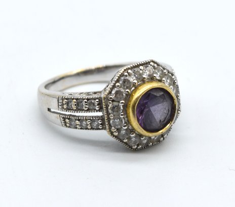 Amethyst Set In Sterling Silver 925 Ring Size 6 - Total Weight 6g
