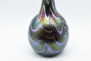 Stunning Iridescent Multi Color Rippled Art Glass Vase Signed By Lotton 1973