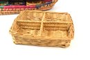 Wood & Wicker Serving Tray & Baskets - 4 Total