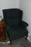 Queen Ann Style Reclining Plush Armchair With Wood Legs