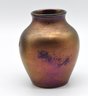 Beautiful Tiny Iridescent Purple Toned Art Glass Vase Signed Zellique Studio 1991
