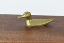 Vintage Dominos In Wooden Carry Case With Brass Mallard Duck Accent