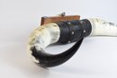 Mounted Long Horn Steer Horns With Black Leather M.P. & K.D. Horn Shop