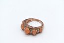 Sterling Silver 925 Ring With Coral Stones Size 6.5  Total Weight 6g