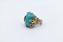 Michel Valitutti Gems EN Vogue Turquoise Sterling Silver 925 Frog Ring Size 7 Sapphire Eye Total Weight 13g