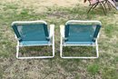 Folding Teal Beach Chairs - 2 Total